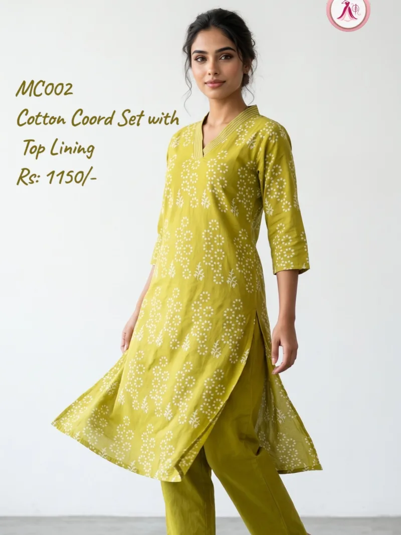 Cotton Co Ord Set with Top Lining