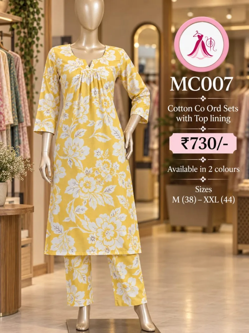 Cotton Co Ord Set with Top Lining