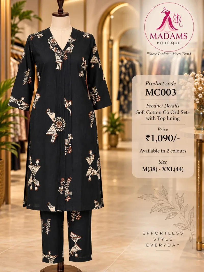 Jaipur Doll Print Cotton Co-Ord Set with Top Lining