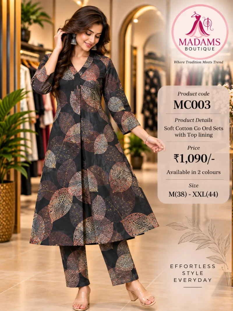 Marble Print Cotton Co-Ord Set with Top Lining