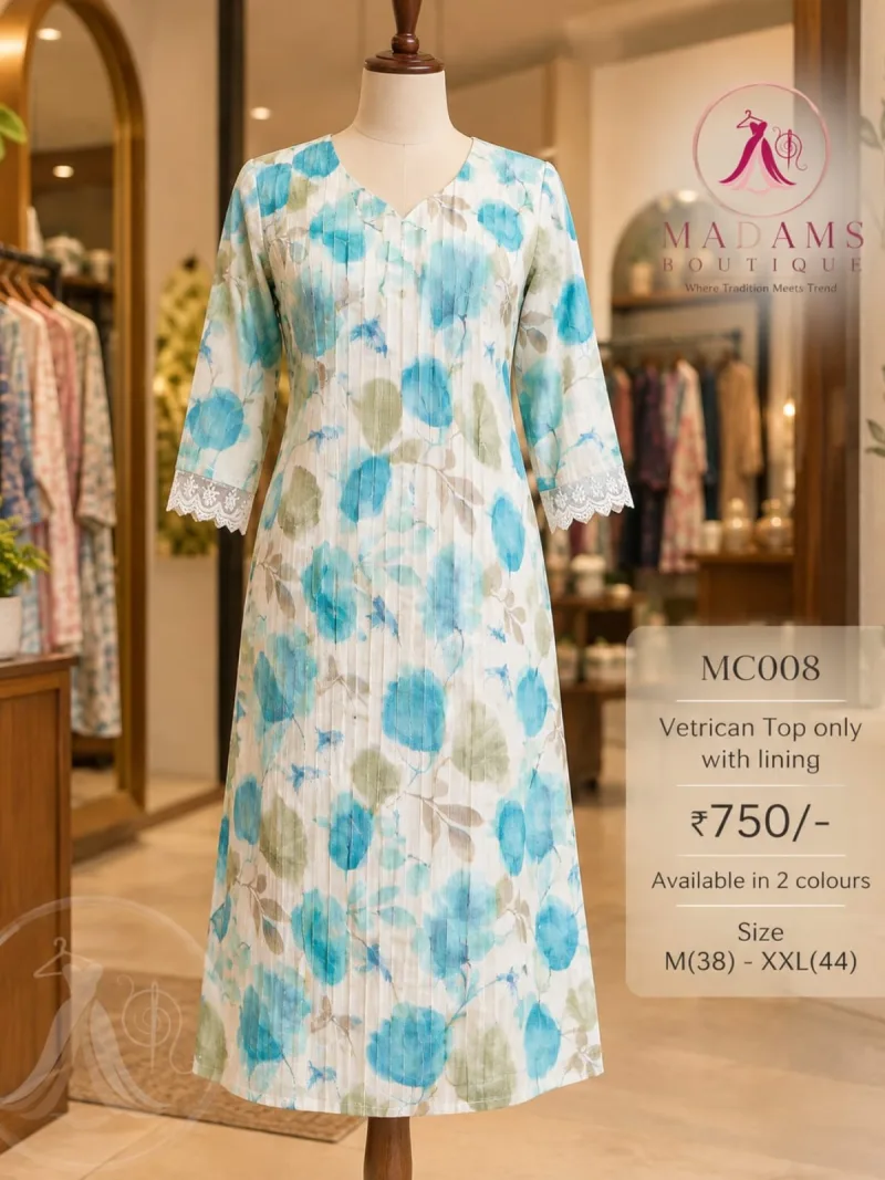 Vetrican Cotton Top with Lining and Lace Detailing on Sleeves (Top Only)