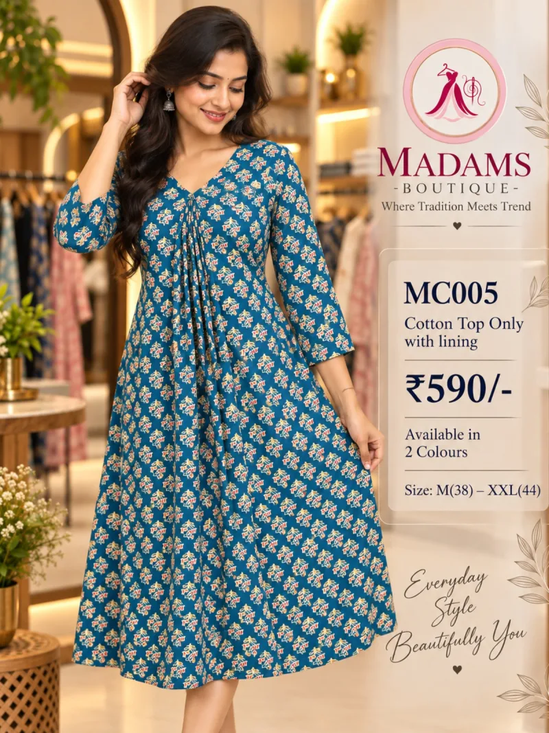 Ajrak Print Cotton Top with Lining (Top Only)