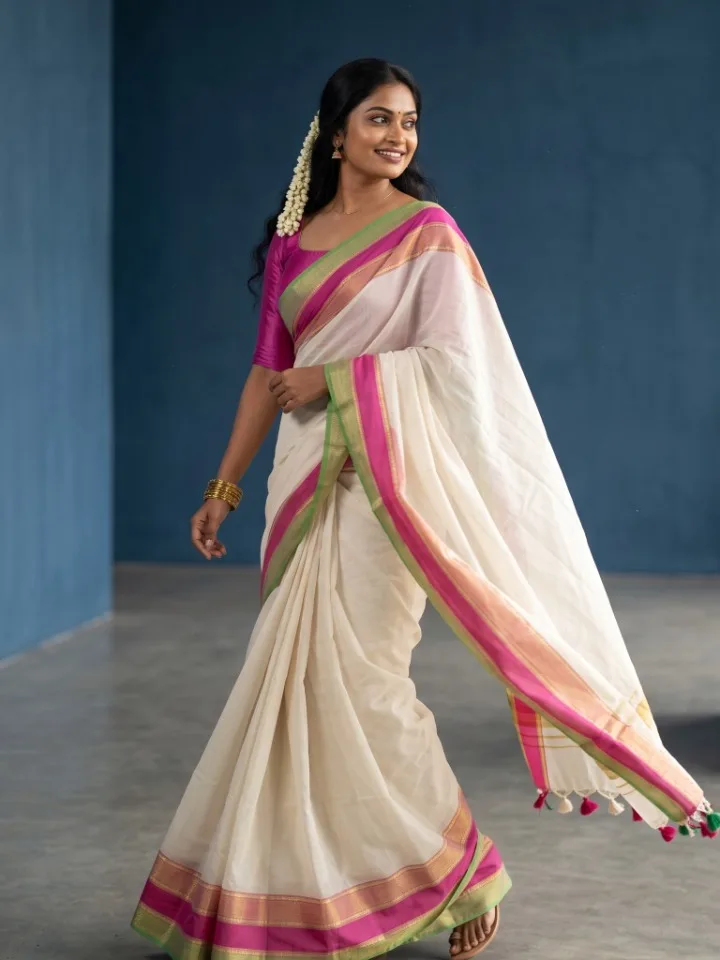 Royal Tassel Border Mul Cotton Saree