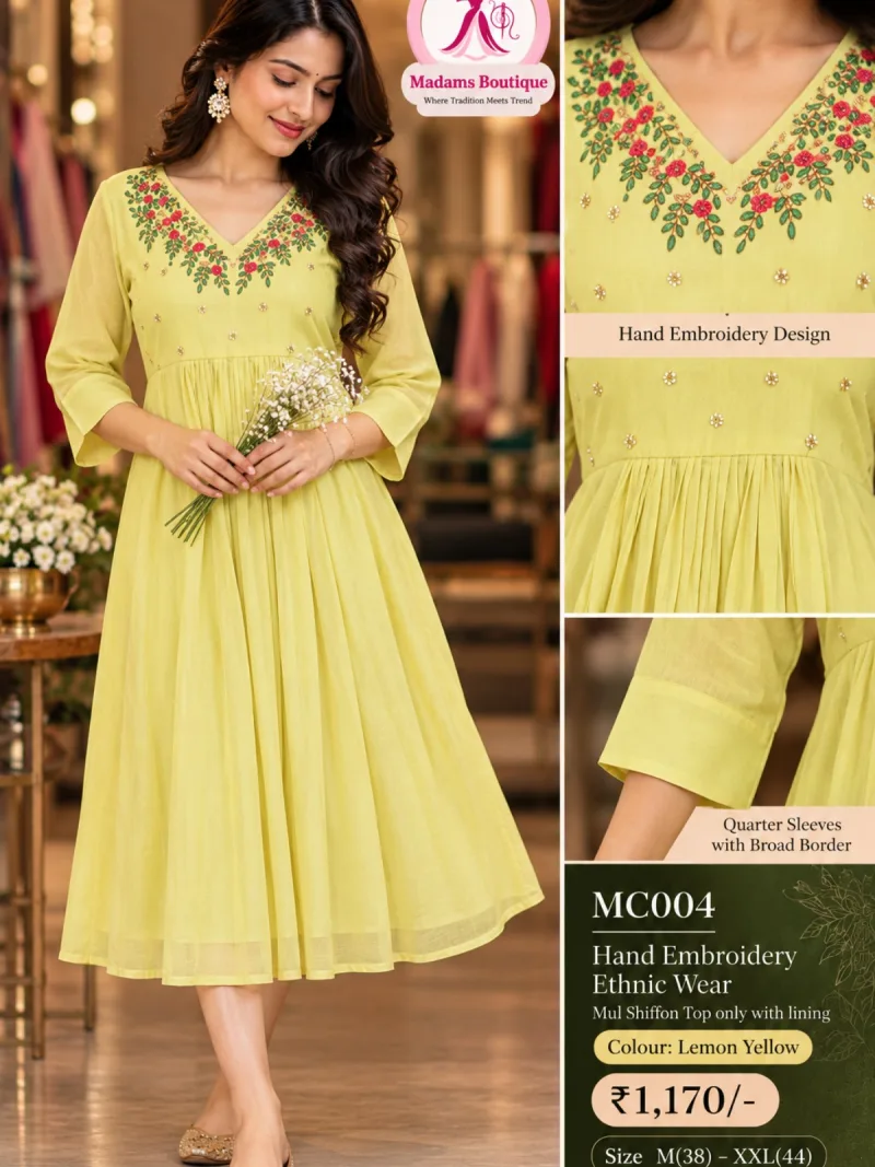 Hand Embroidery design Mul Shiffon CoOrd with Top Lining
