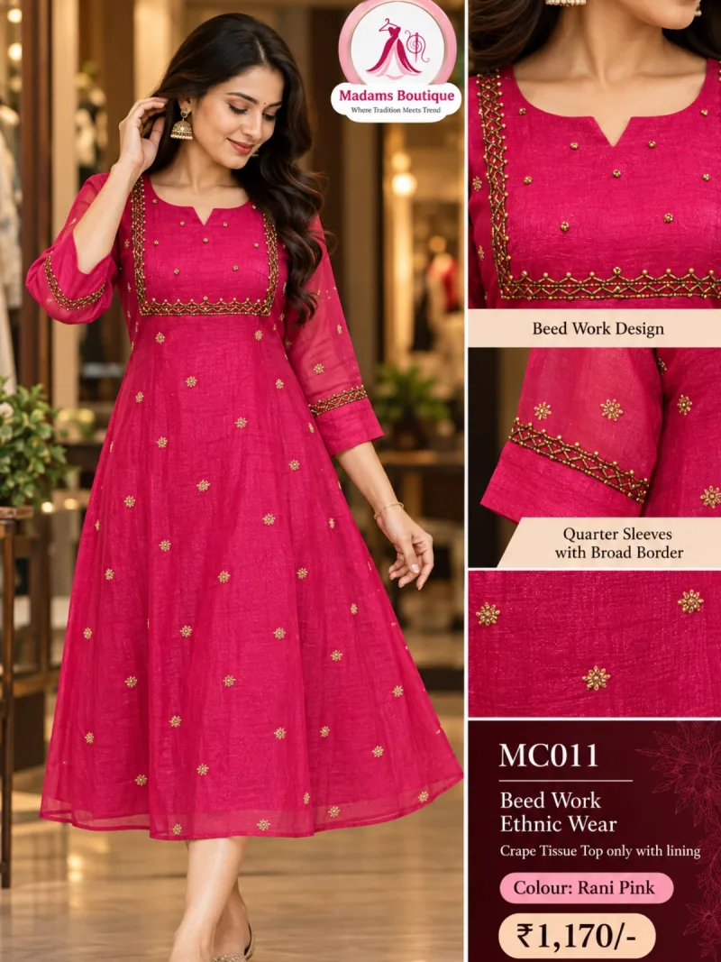Beed Work Crape Tissue Top only with lining