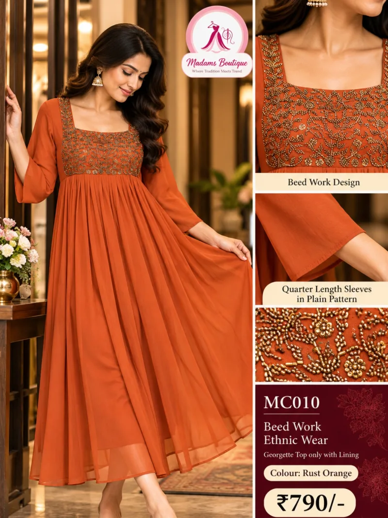 Chiffon Top with Beadwork & Lining (Top Only)