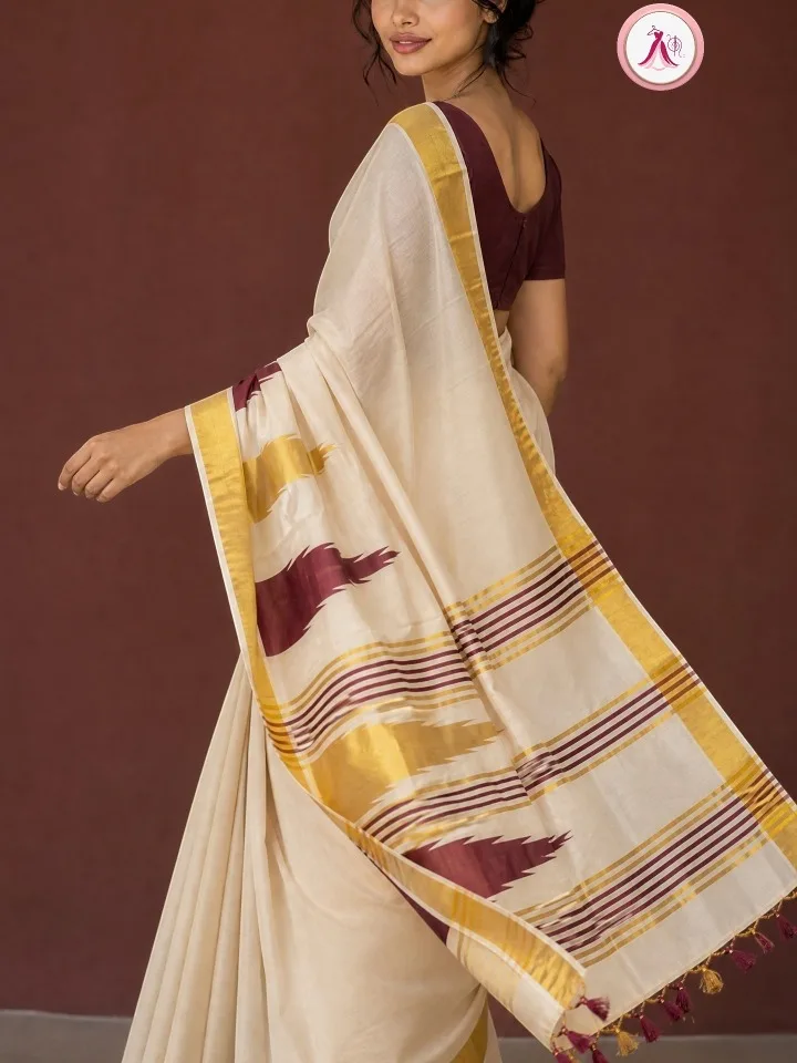 Temple Design Kerala Set Saree