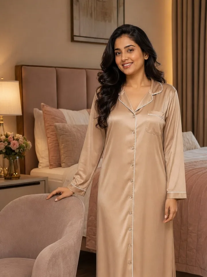 Classic Satin Button-Down Nightgown