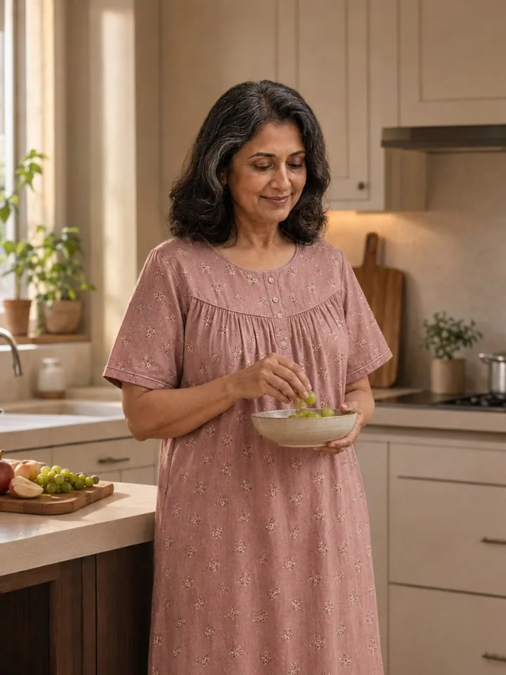 Dusty Rose Floral Cotton Nightgown