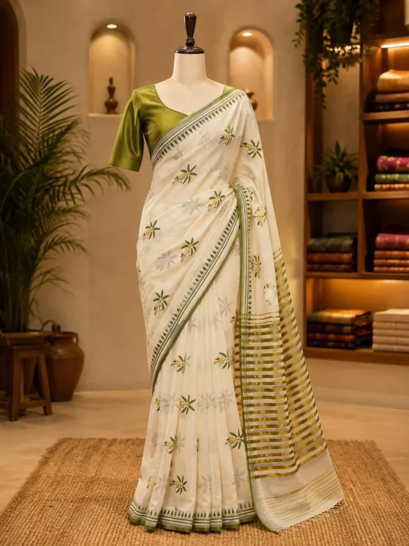 Banana Grove Zari Kerala Set Saree