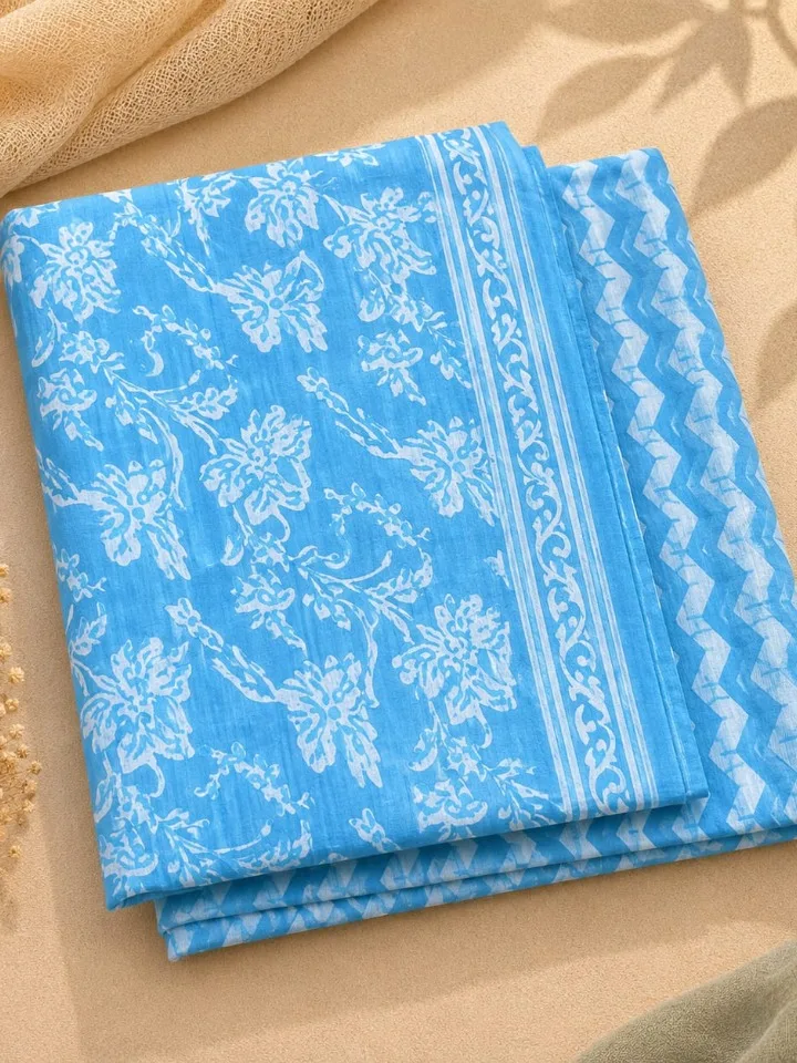 Jaipur Cotton Sky Blue 3-Piece Suit Set