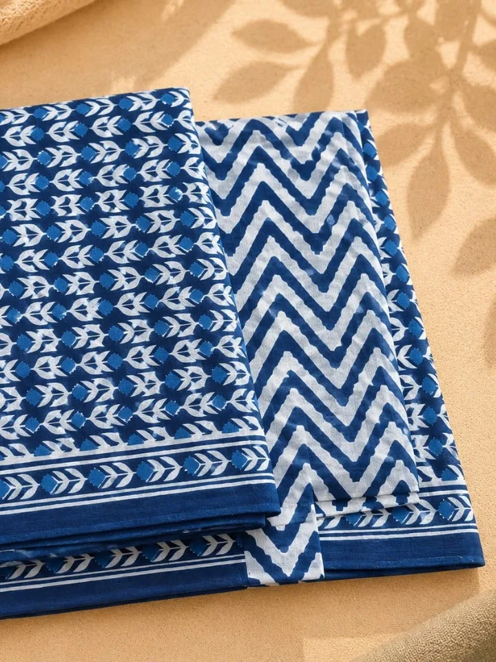 Jaipur Cotton Indigo Leaf 3-Piece Suit Set