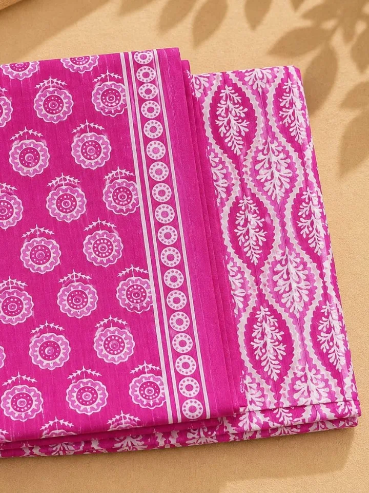 Jaipur Cotton Rani Pink Block Print 3-Piece Set