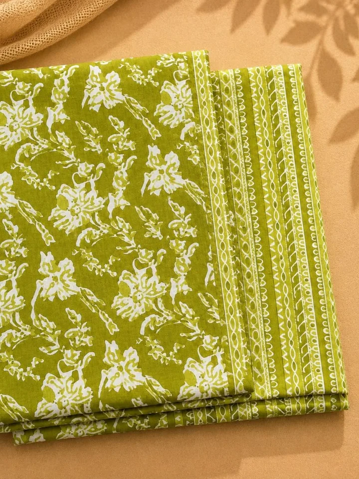 Jaipur Cotton Lime Green Floral 3-Piece Set