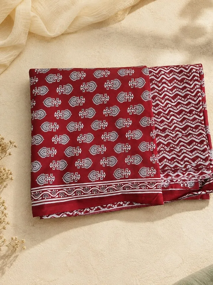 Jaipur Cotton Crimson Block Print Suit Set
