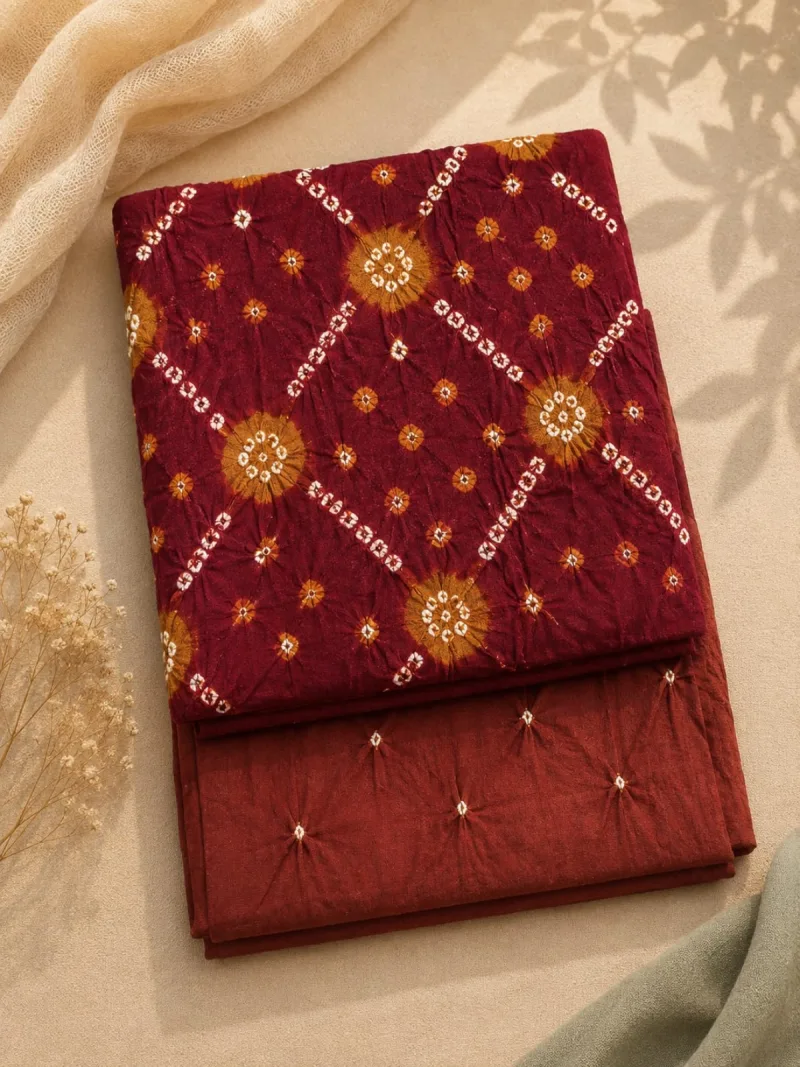 Maroon Chungidi 3-Piece Unstitched Suit Set