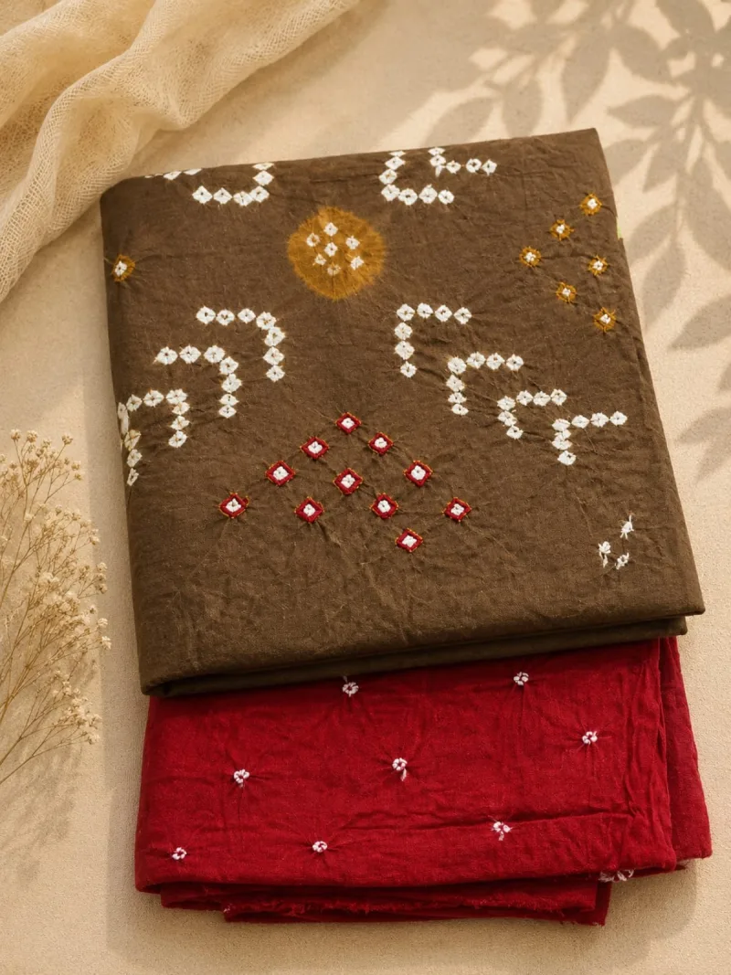 Brown & Red Chungidi 3-Piece Suit Set