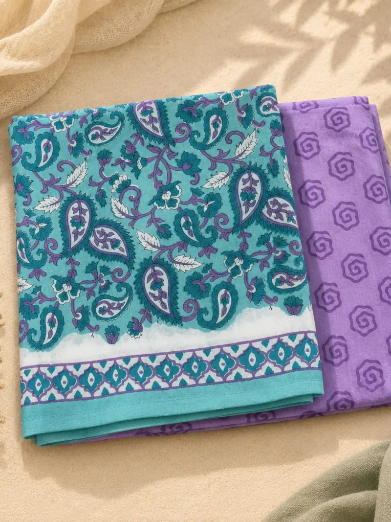 Teal Paisley Print 3-Piece Suit Set
