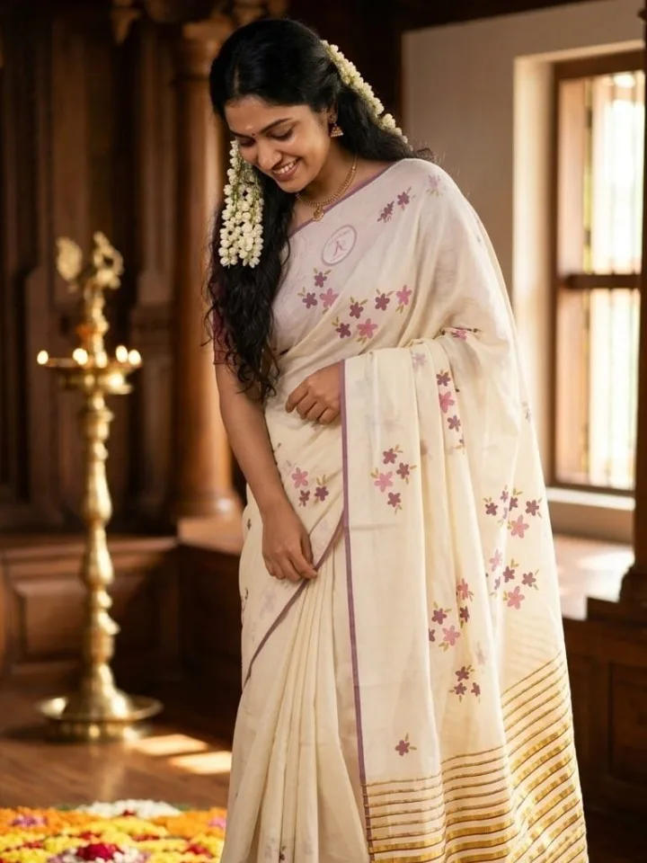 Floral Blossom Kerala Set Saree