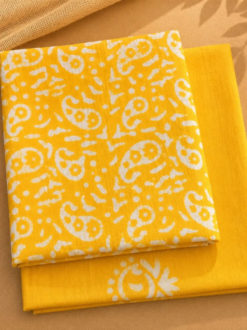 Mustard Yellow Batik 3-Piece Unstitched Suit Set