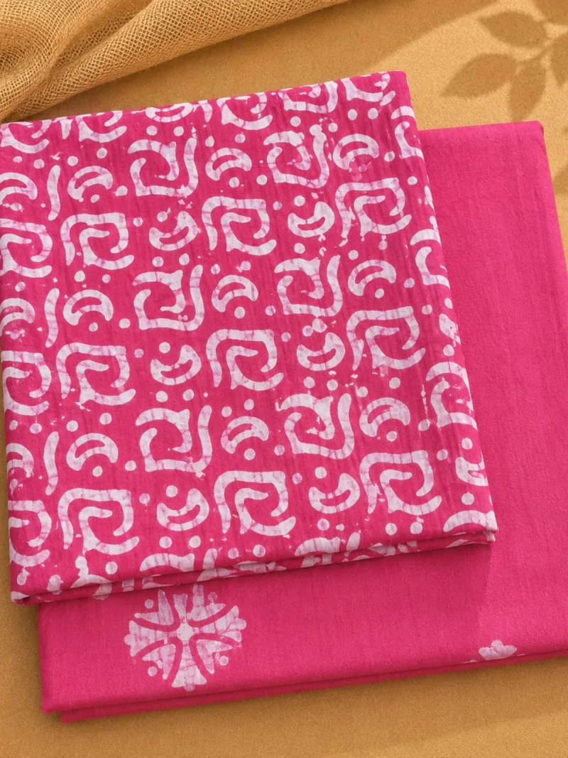 Fuchsia Pink Abstract Batik 3-Piece Suit Set