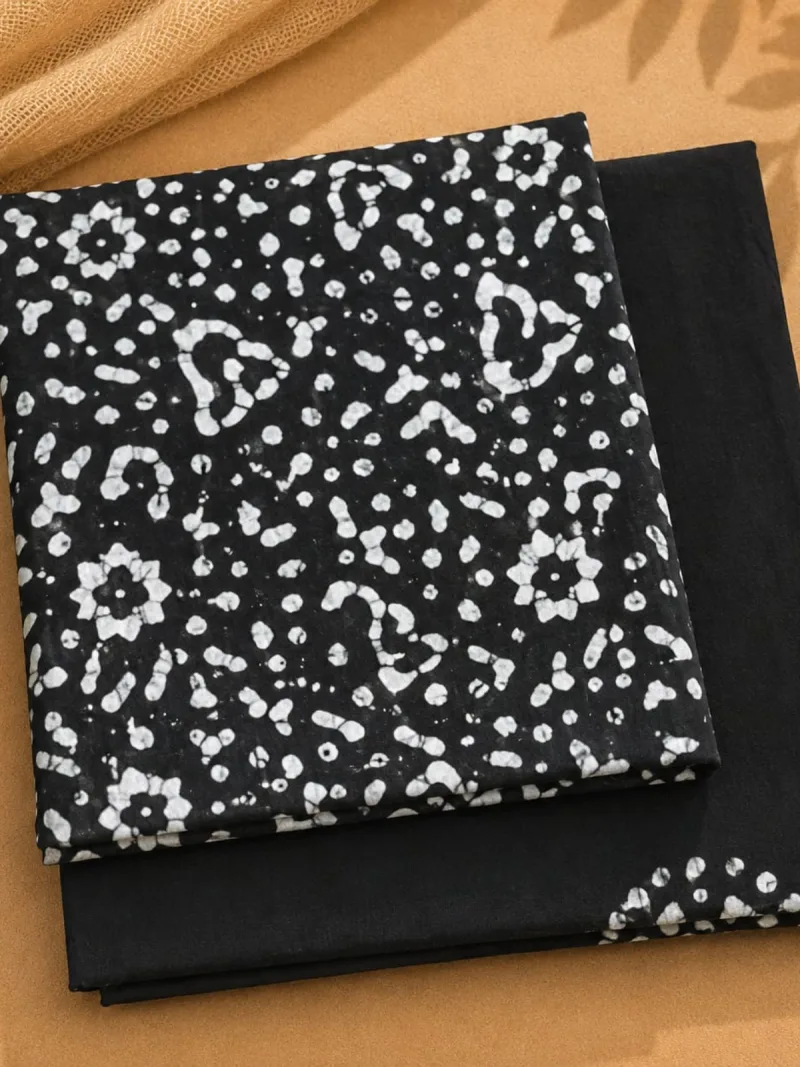 Black & White Floral Batik 3-Piece Suit Set